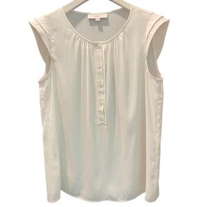 LOFT Henley Ivory Cap Sleeve Blouse - Size Medium
